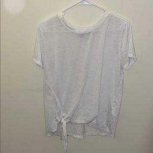 Hollister White Cropped Tied Tee